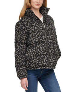 Levi's animal-print Cropped Puffer Jacket Charcoal Leopard thumbnail 4
