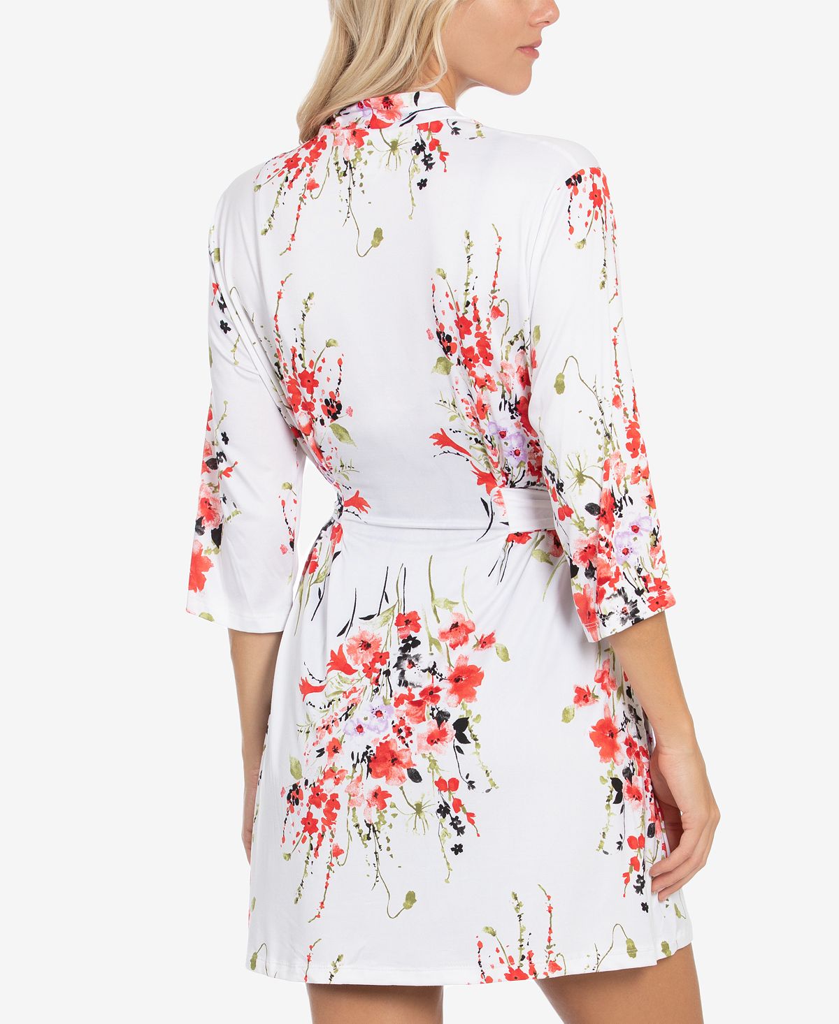 Linea Donatella Floral-print Chemise Nightgown & Wrap Robe Set Iroy Black