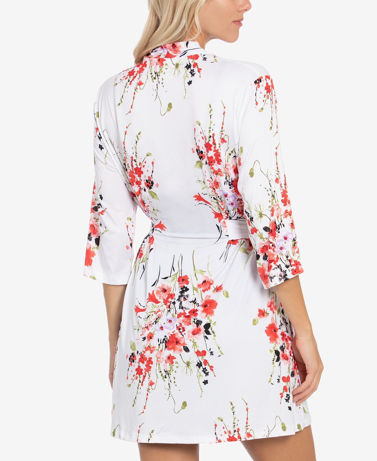 Linea Donatella Floral-print Chemise Nightgown & Wrap Robe Set Iroy Black