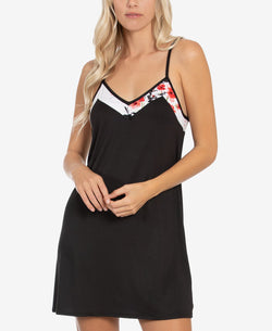 Linea Donatella Floral-print Chemise Nightgown & Wrap Robe Set Iroy Black thumbnail 4