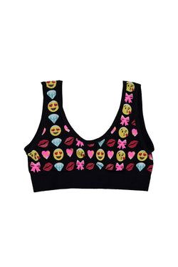 Little Black Panties Black 'Big Girls' Diamond-Emojis Bralette thumbnail 2