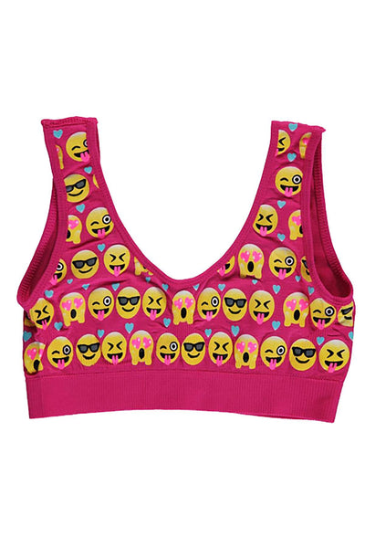 Little Black Panties Pink 'Big Girls' Face-Emojis Bralette