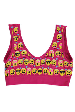 Little Black Panties Pink 'Big Girls' Face-Emojis Bralette thumbnail 1