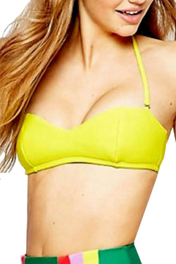 Lolli Foamed Bandeau Top w/ Detachable Halter Strap in Citron thumbnail 2