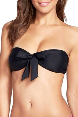 Lolli Front Tie Bandeau Top in Black thumbnail 3