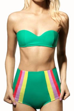 Lolli Green & Stripes High Waisted Bottom thumbnail 1