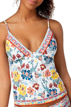 Lucky Brand Las Dalias Pom Pom Tankini Top in Multicolor thumbnail 2