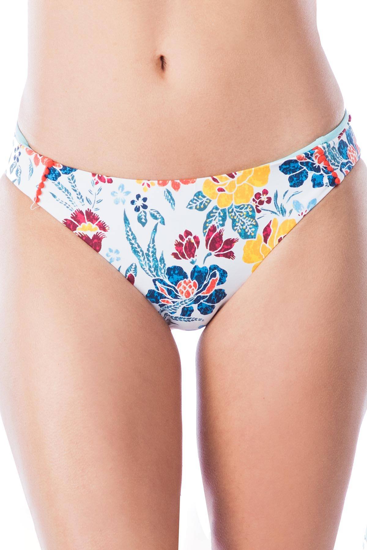 Lucky Brand Las Dalias Printed Hipster Bikini Bottom in White