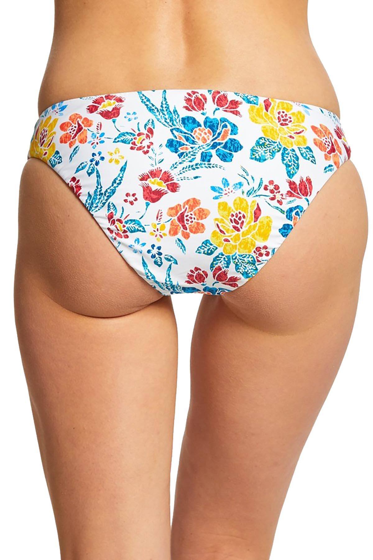 Lucky Brand Las Dalias Printed Hipster Bikini Bottom in White