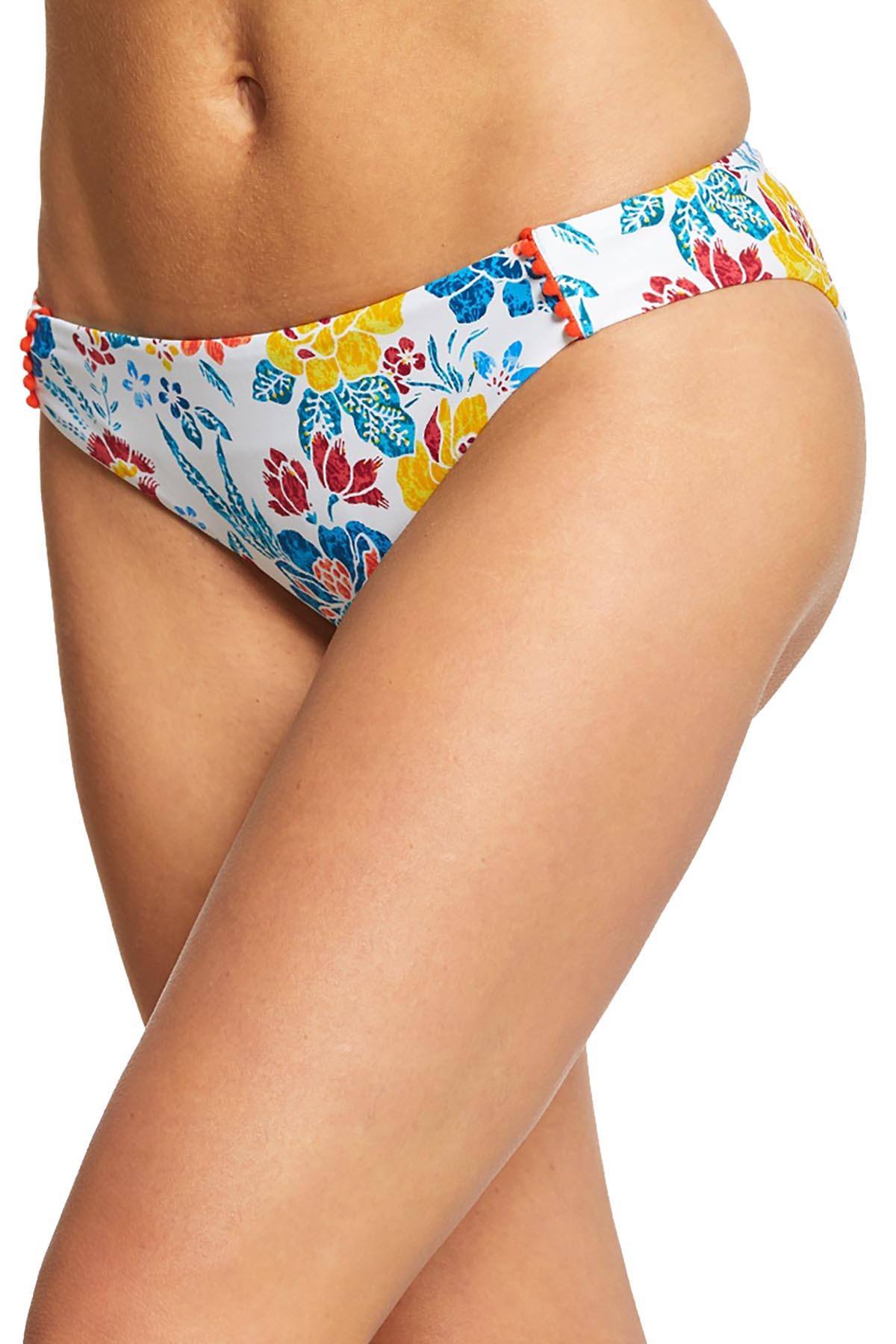 Lucky Brand Las Dalias Printed Hipster Bikini Bottom in White