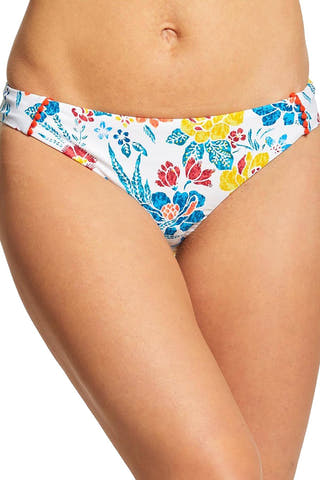Lucky Brand Las Dalias Printed Hipster Bikini Bottom in White