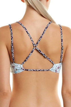 Lucky Brand Tile to Bloom Bralette Bikini Top in Navy Floral thumbnail 2