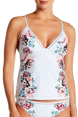 Lucky Brand Zen Garden V Neck Tankini Top in Blue Mist thumbnail 1