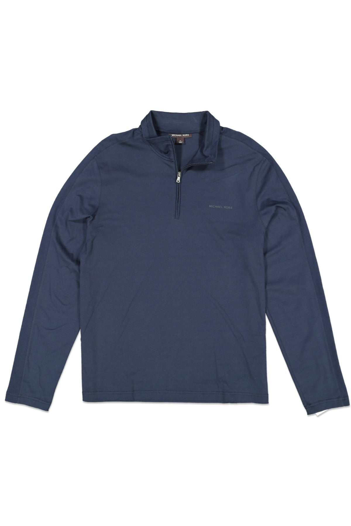 MICHAEL KORS WOVEN TRIM 1/2 ZIP DARK BLUE