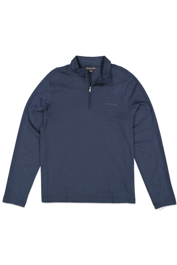 MICHAEL KORS WOVEN TRIM 1/2 ZIP DARK BLUE