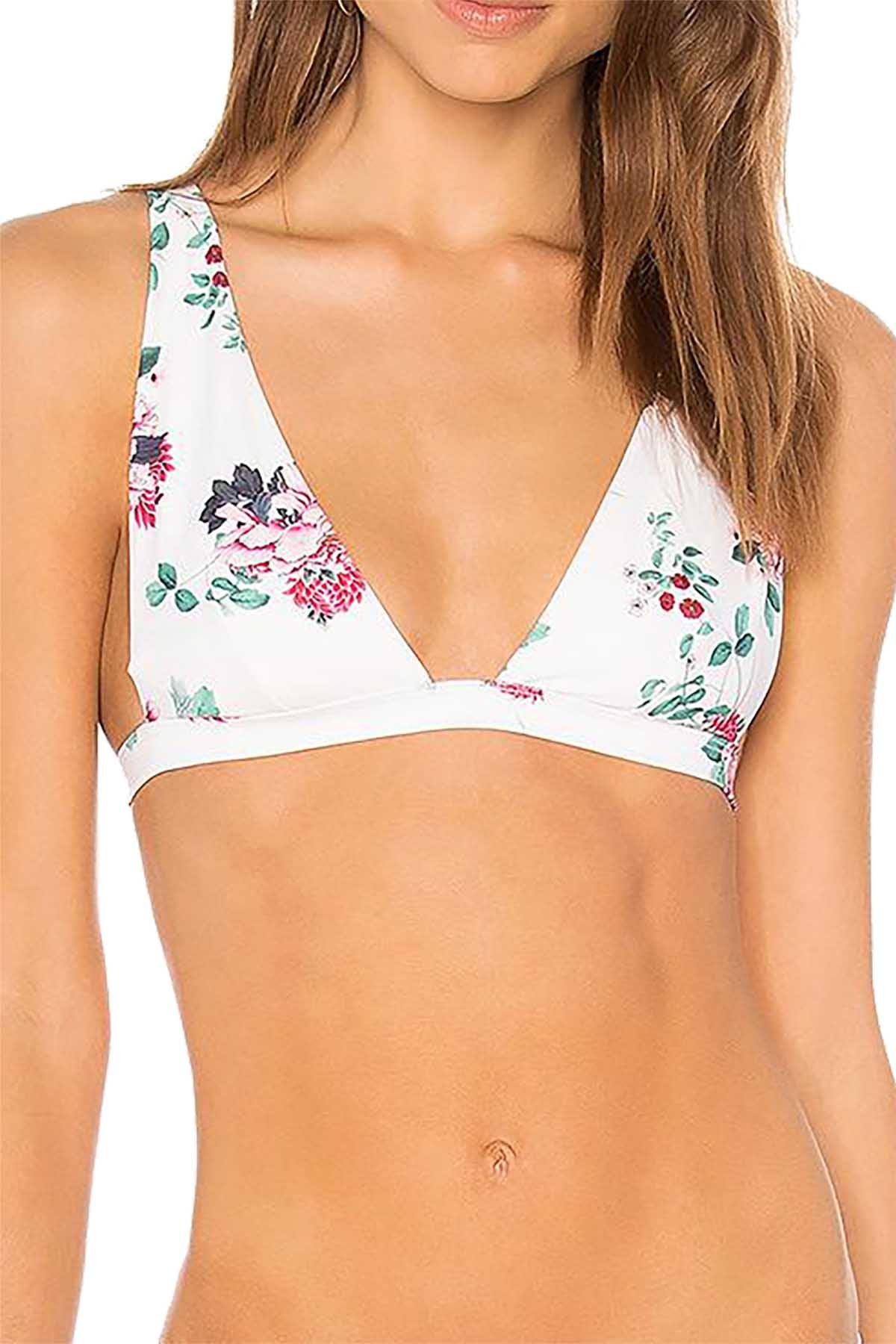 MINKPINK Pretty Petals High Apex Bikini Top in Multicolor
