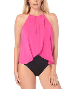 Magicsuit Aubrey Draped Halter One-piece Swimsuit Rose thumbnail 1