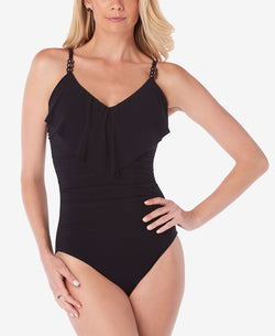 Magicsuit Isabel Slimming Ruffled Underwire One-piece Swimsuit Black thumbnail 1