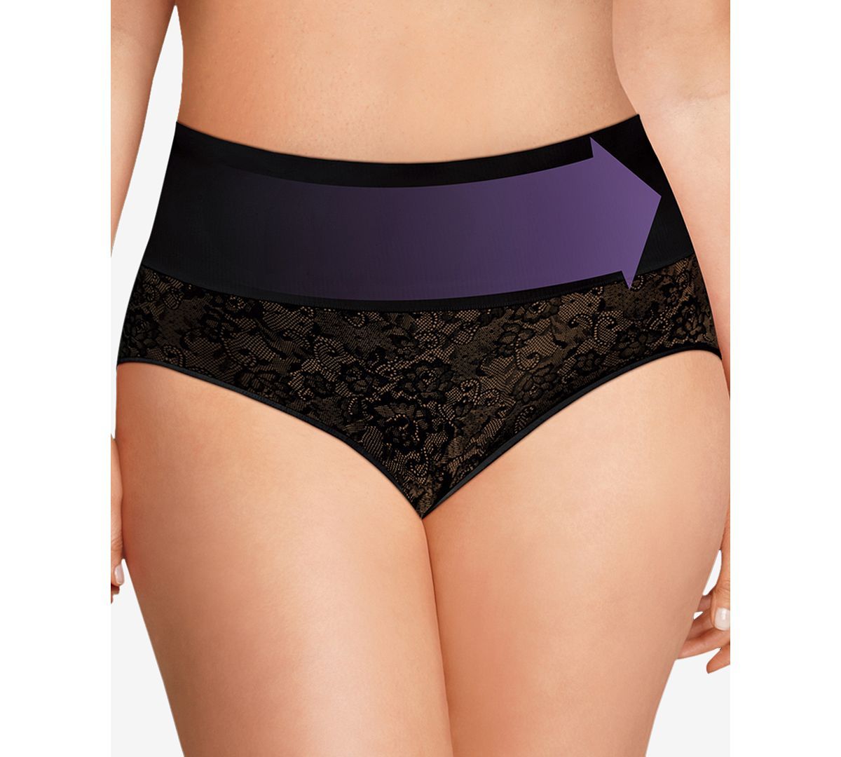 Maidenform Curvy Tame Your Tummy Lace Brief Dm0055 Black Lace