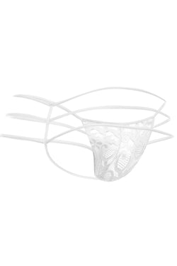 Male Basics White Triple Lace String Thong thumbnail 2