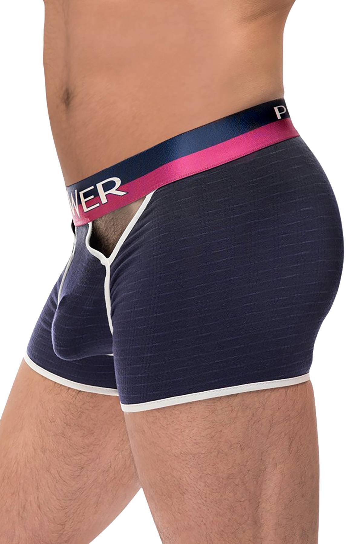 Male Power Navy-Blue French Terry Cut-Out Boxer Brief