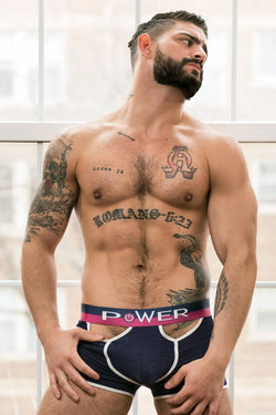 Male Power Navy-Blue French Terry Cut-Out Boxer Brief thumbnail 3