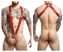 MaleBasics Men's Lingerie DMBL05 DNGEON Crossback Harness Color Cherry thumbnail 1