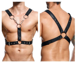 MaleBasics Men's Lingerie DMBL09 DNGEON Cross Chain Harness Color Black thumbnail 1