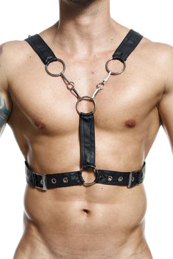 MaleBasics Men's Lingerie DMBL09 DNGEON Cross Chain Harness Color Black thumbnail 2