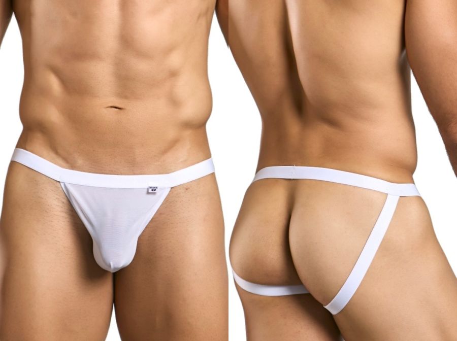 MaleBasics Men's Underwear MBL82 Sexy Jockstrap Color White Mesh