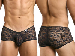 MaleBasics Men's Underwear MBL83 Loop Cheeky Trunks Color Black Lace thumbnail 1