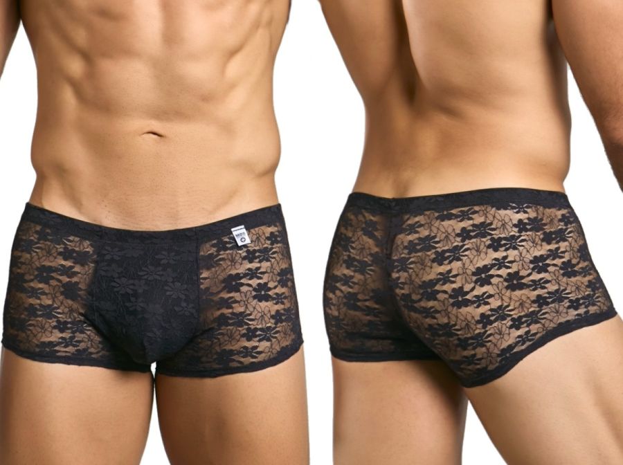MaleBasics Men's Underwear MBL84 Classic Pouch Trunks Color Black Lace