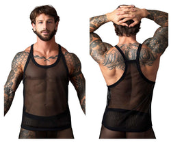 Male Power Men's Underwear 110-11C Fishnet 2 Tank Top Color Black thumbnail 1
