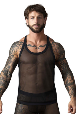 Male Power Men's Underwear 110-11C Fishnet 2 Tank Top Color Black thumbnail 2
