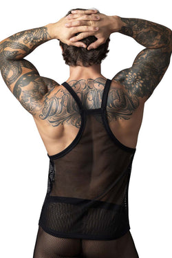 Male Power Men's Underwear 110-11C Fishnet 2 Tank Top Color Black thumbnail 3