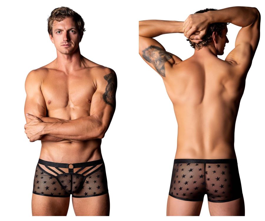 Male Power Men's Underwear 122-291 Love Star Short with Ring Color Black