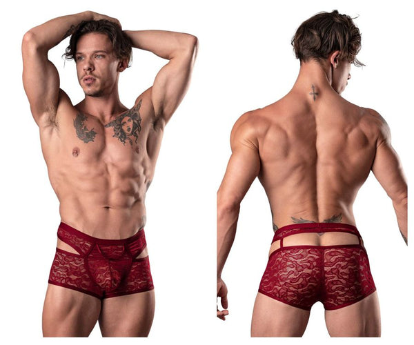 Male Power Men's Underwear 126-289 Lucifer Cut Out Short Color Burgundy