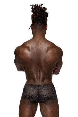 Male Power Men's Underwear 127-280 Sassy Lace Mini Short Sheer Pouch Color Black thumbnail 3