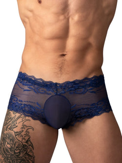 Male Power Men's Underwear 127-280 Sassy Lace Mini Short Sheer Pouch Color Navy thumbnail 2