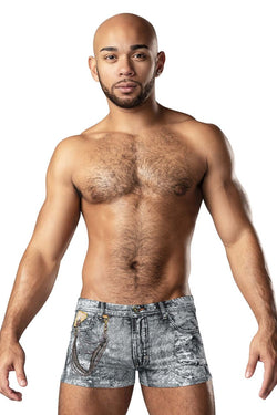 Male Power Men's Underwear 145-286 Dirty Denim Mini Short Color Denim Print thumbnail 2