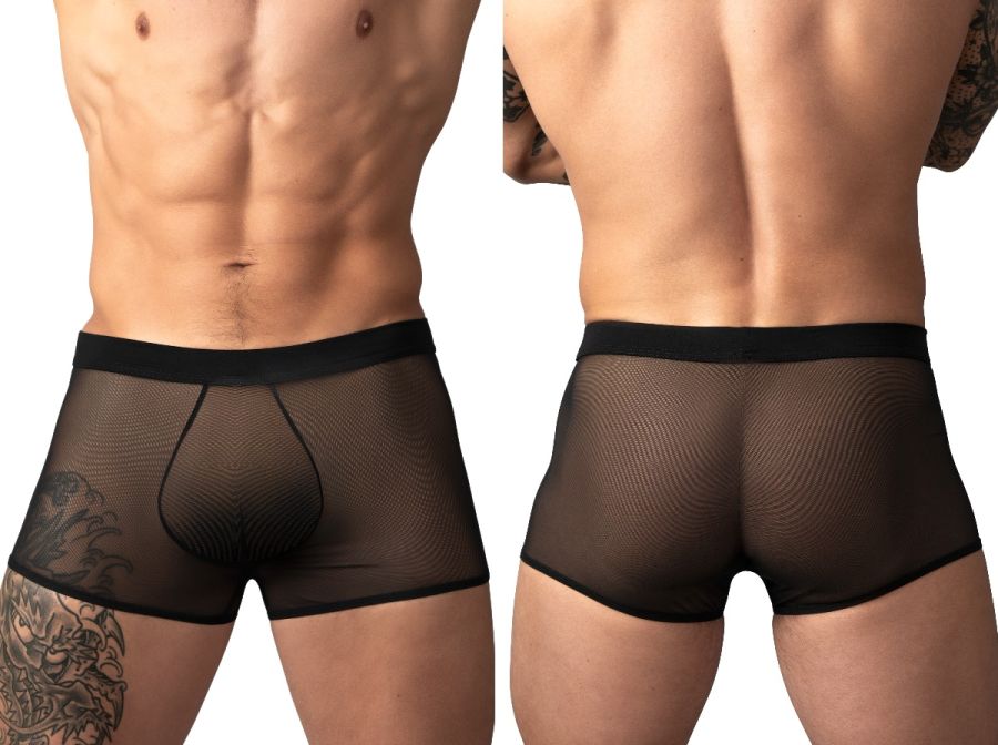Male Power Men's Underwear 145-307 Mesh 2 Mini Short Trunks Color Black