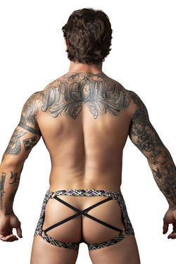 Male Power Men's Underwear 148-303 Gridlocked Strappy Back Short Color Printed thumbnail 3
