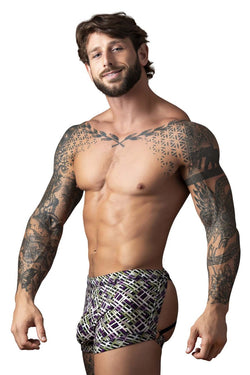 Male Power Men's Underwear 148-303 Gridlocked Strappy Back Short Color Printed thumbnail 4