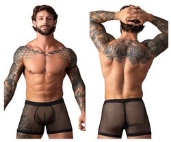 Male Power Men's Underwear 152-11C Fishnet 2 Pouch Short Color Black thumbnail 1