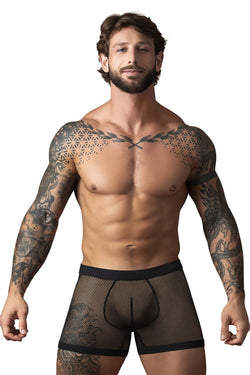 Male Power Men's Underwear 152-11C Fishnet 2 Pouch Short Color Black thumbnail 2
