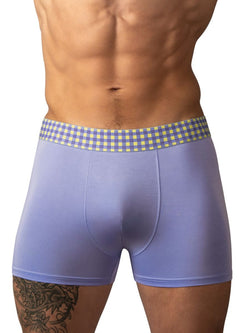 Male Power Men's Underwear 161-306 So Comfy Gingham Boxer Brief in Purple Color Purple thumbnail 2