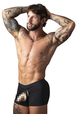 Male Power Men's Underwear 162-304 Open Ended Moonshine Short Open Front Elastic Cock Ring Color Black thumbnail 2