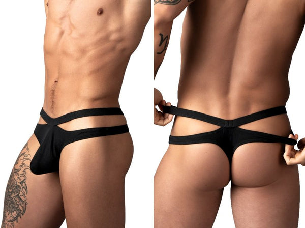 Male Power Men's Underwear 237-308 Eco Cozy Cutout Thong Color Black