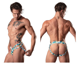Male Power Men's Underwear 302-292 Cut It Out Cut Out Moonshine Color Blue-Green-White thumbnail 1