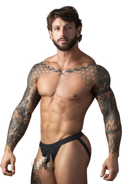 Male Power Men's Underwear 348-304 Open Ended Jock Open Front Elastic Cock Ring Color Black thumbnail 2